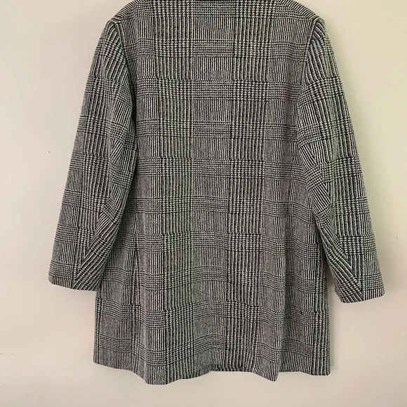 Kasper 18W Houndstooth-Plaid Longline Blazer Black/Vanilla Ice New no Tag - Picture 2 of 12